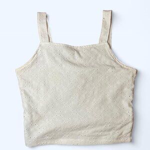 White eyelet cropped tank